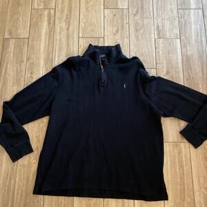 Polo Ralph Lauren Men’s Estate-Rib Quarter-Zip Black Pullover Sweater 2XL